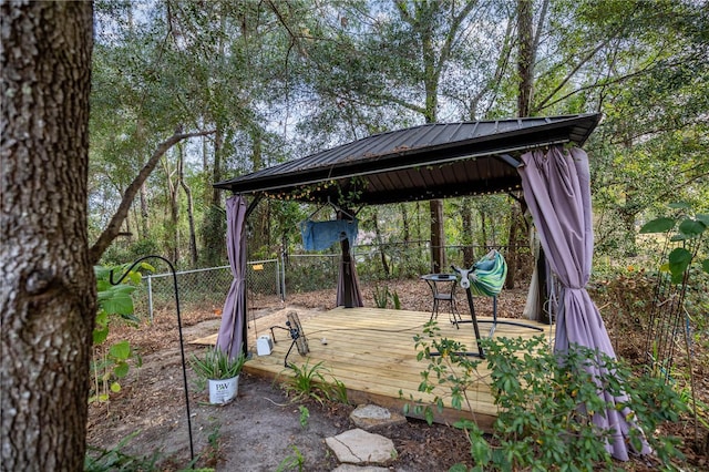 view of patio with a gazebo and a deck