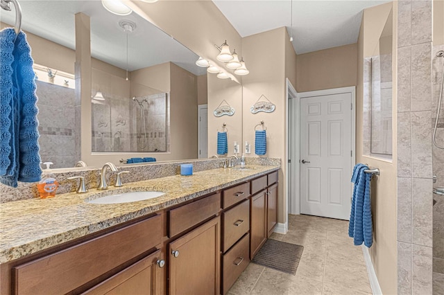 bathroom featuring vanity and walk in shower