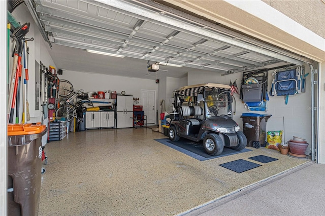 garage with a garage door opener