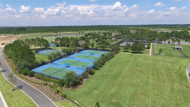 birds eye view of property featuring a rural view