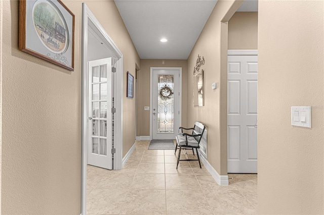 interior space featuring light tile patterned floors