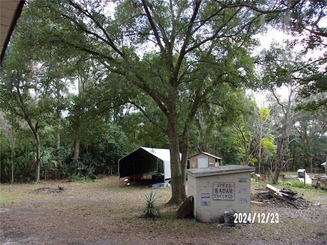 view of yard with a carport