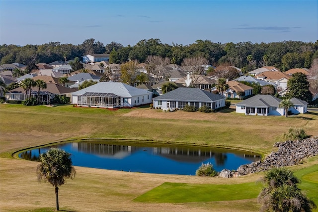 bird's eye view featuring a water view