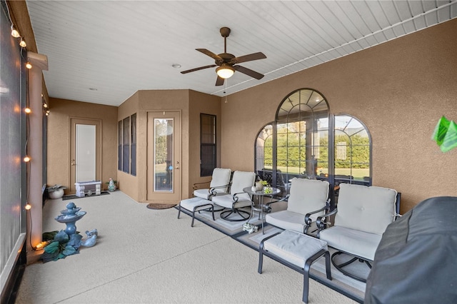 view of patio / terrace featuring ceiling fan