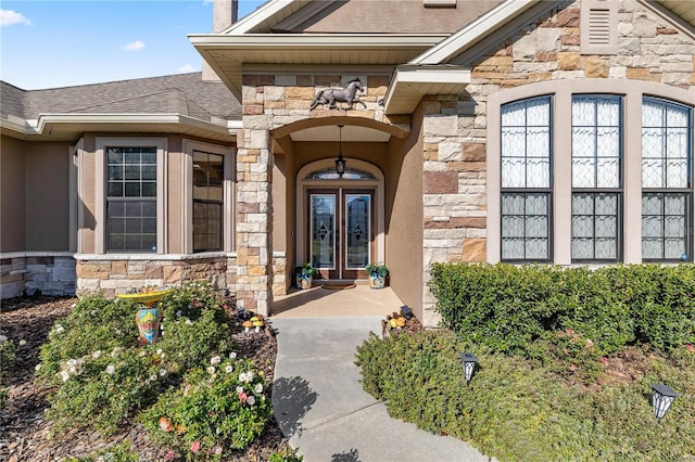 property entrance with french doors