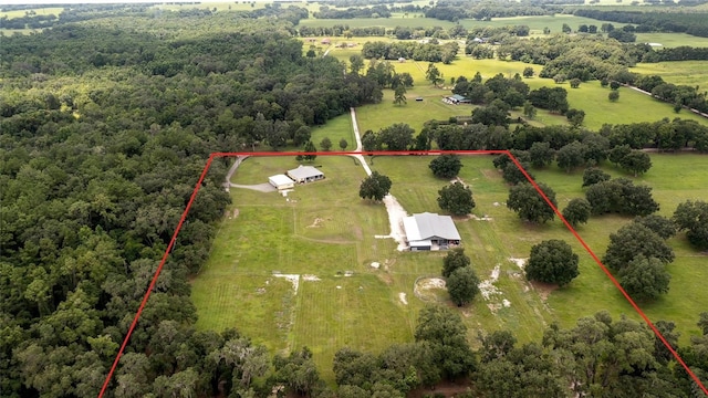 aerial view featuring a rural view