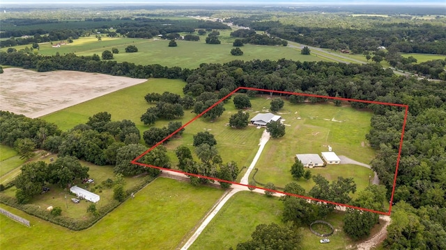 aerial view featuring a rural view