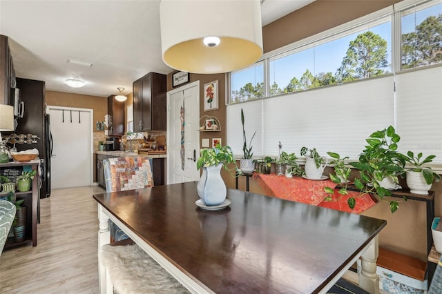 dining space featuring light hardwood / wood-style floors