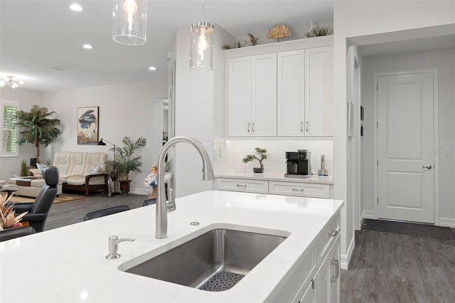 5477 N Princewood Dr, Beverly Hills, FL 34465 - kitchen with open floor plan, light countertops, white cabinetry, decorative light fixtures, and recessed lighting