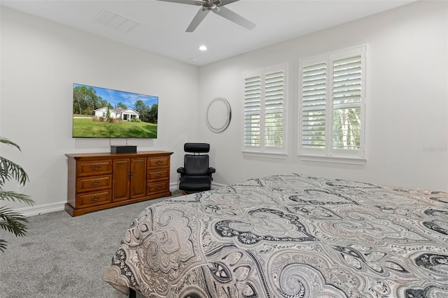 5477 N Princewood Dr, Beverly Hills, FL 34465 - bedroom with carpet floors, recessed lighting, and a ceiling fan