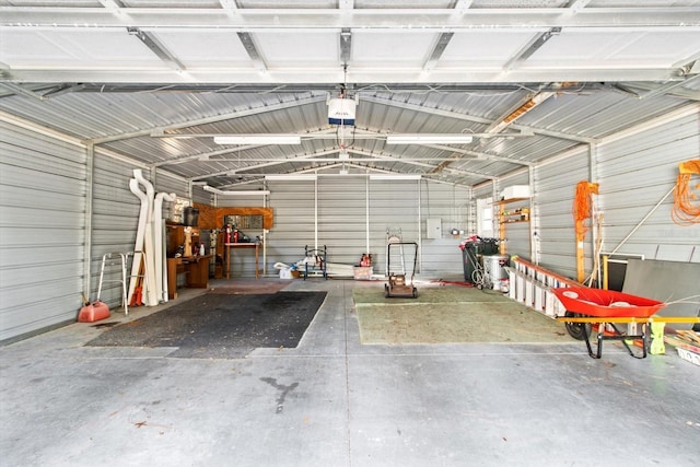 garage with a garage door opener