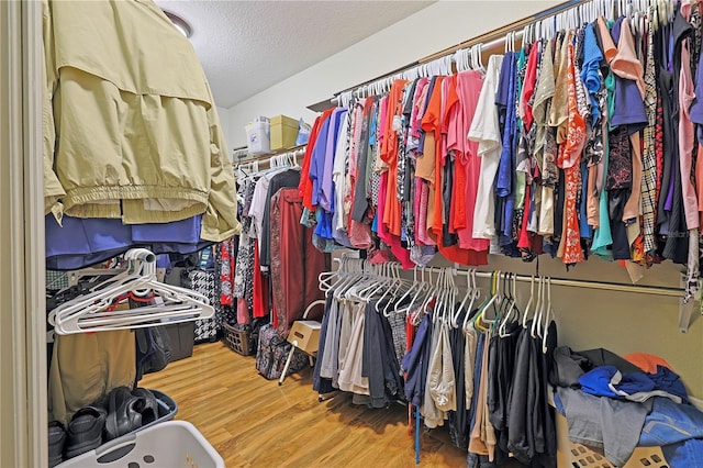 walk in closet featuring hardwood / wood-style floors