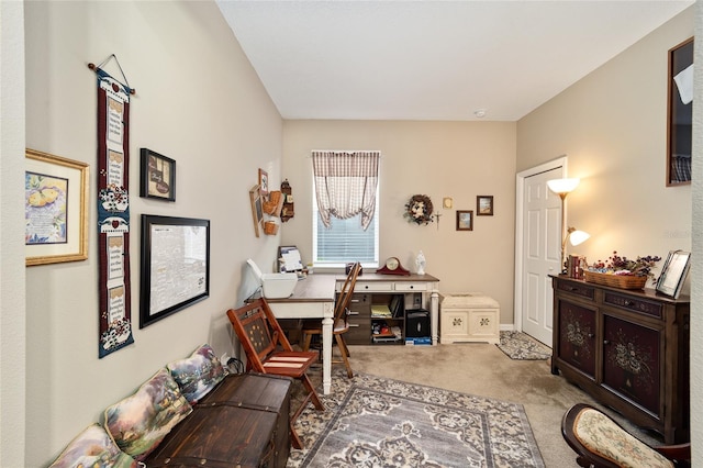 sitting room featuring carpet floors