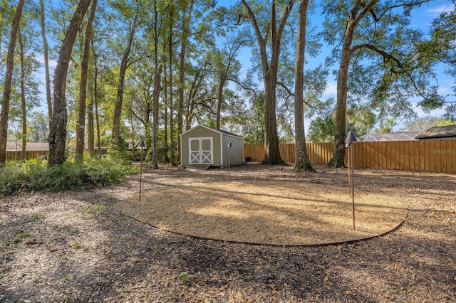 view of yard with a shed