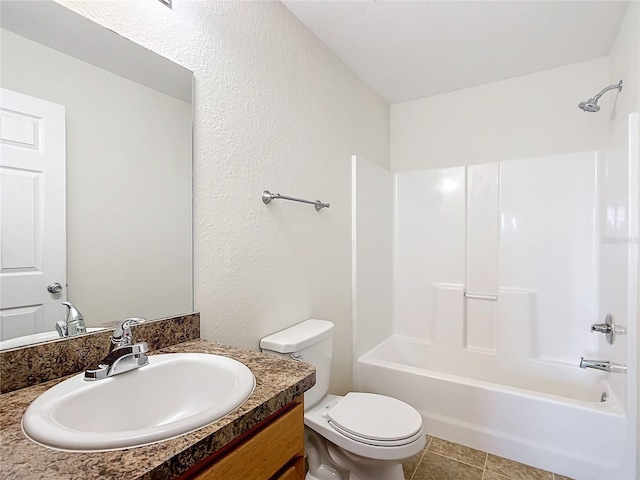 full bathroom featuring vanity, toilet, and bathtub / shower combination