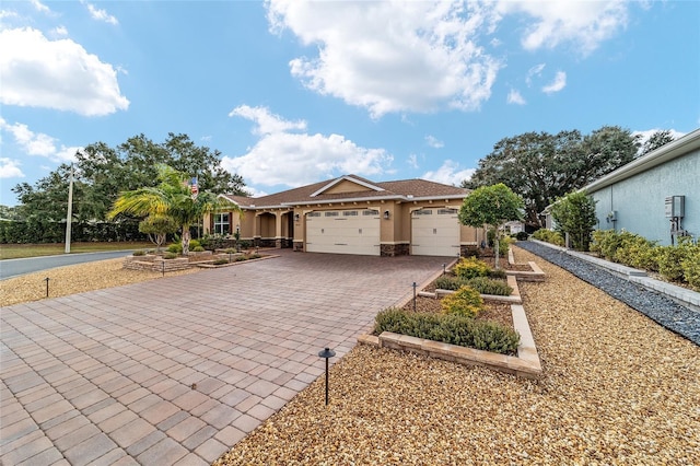 single story home with a garage