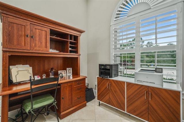 view of tiled home office