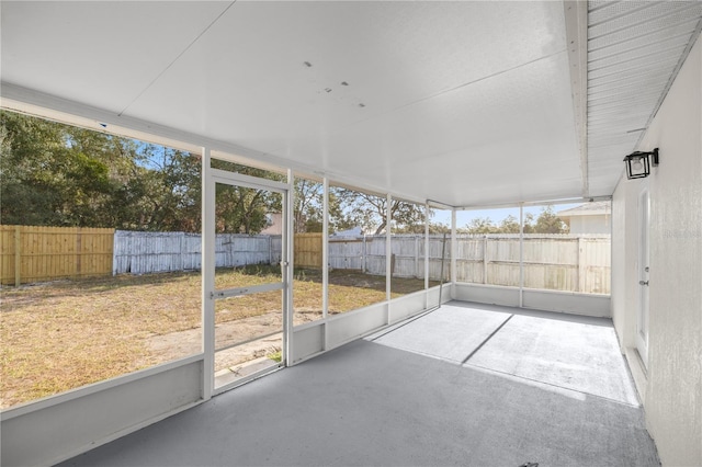 view of unfurnished sunroom