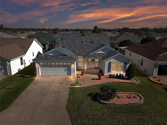 view of front of property with a yard