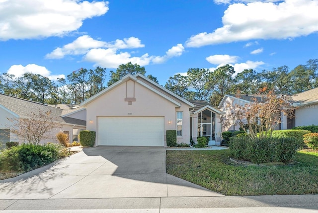 single story home with a garage