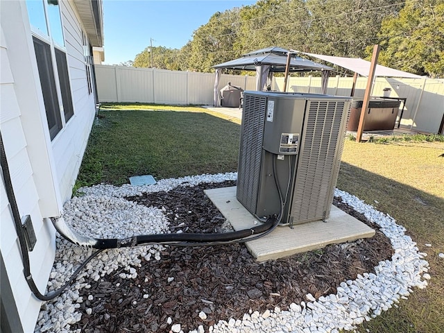 view of yard with a gazebo and cooling unit