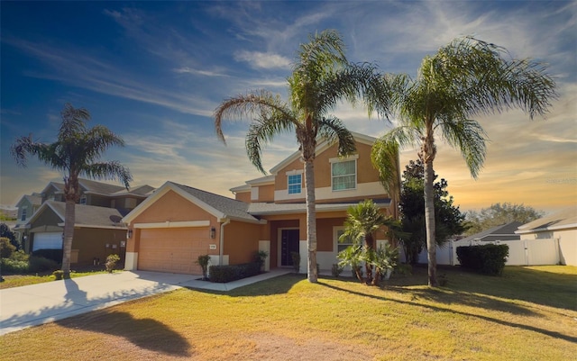 view of front of house with a yard