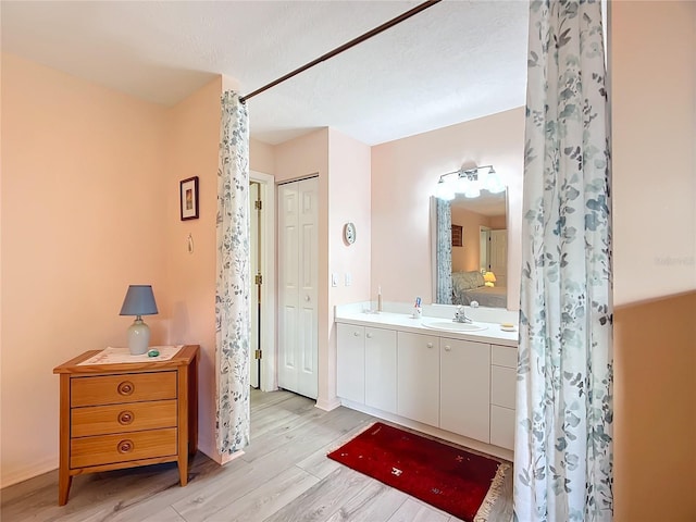 bathroom featuring wood-type flooring and vanity