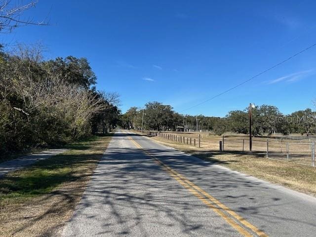 view of road with a rural view