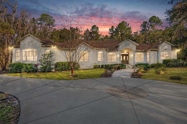 view of front of house with a yard