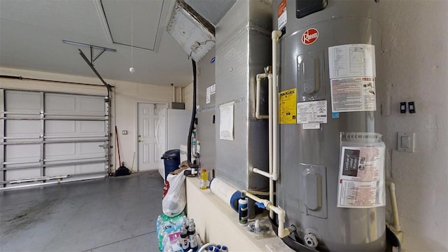 garage featuring electric water heater