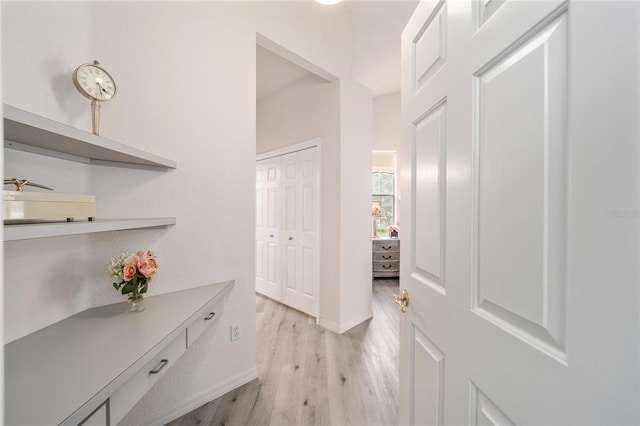 hall featuring light wood-type flooring