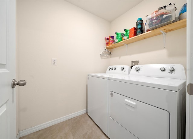 laundry area featuring washer and dryer