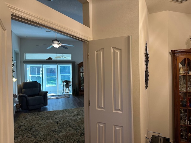 hallway with a high ceiling