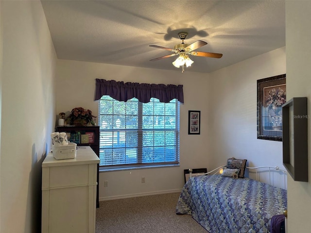 bedroom featuring carpet flooring and ceiling fan