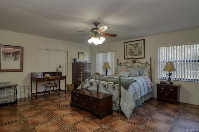 bedroom featuring ceiling fan