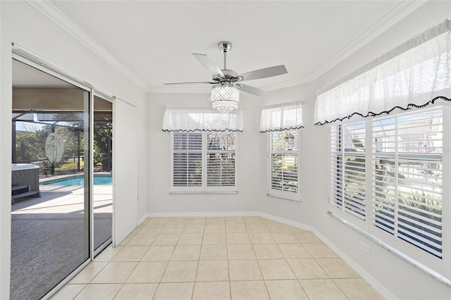 interior space featuring ceiling fan