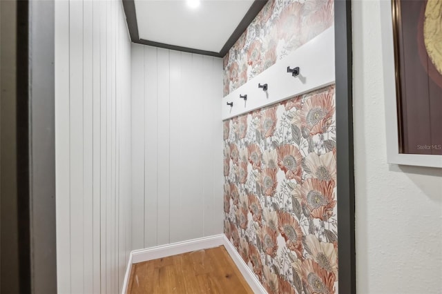 mudroom featuring wood-type flooring