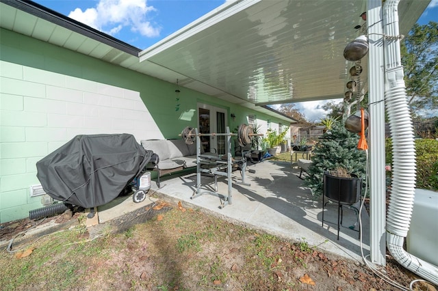 view of patio with a grill