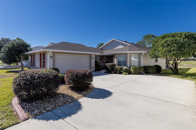 single story home with a garage