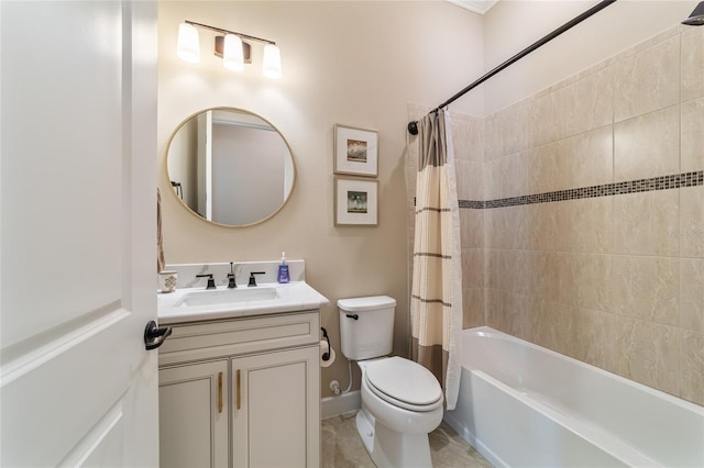 full bathroom featuring vanity, toilet, and shower / bath combo with shower curtain