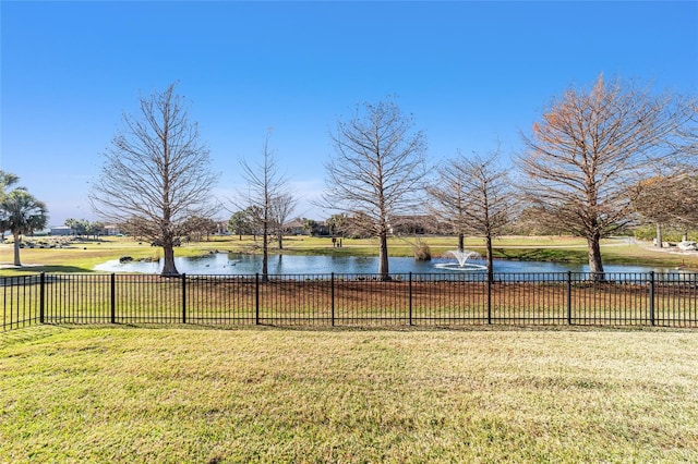 view of yard with a water view