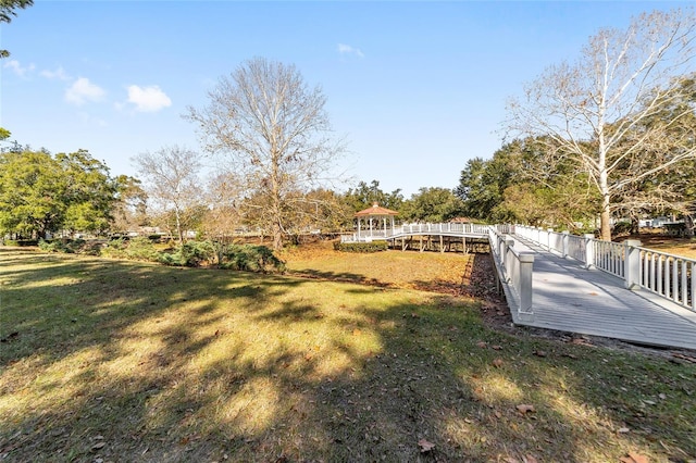 view of yard with a gazebo