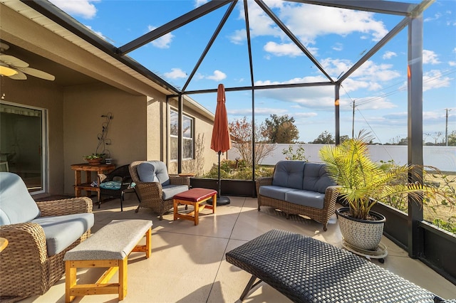 view of patio with a lanai and an outdoor hangout area