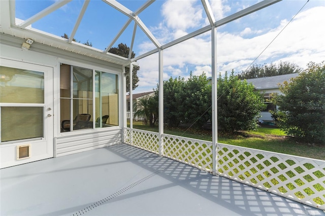 view of unfurnished sunroom