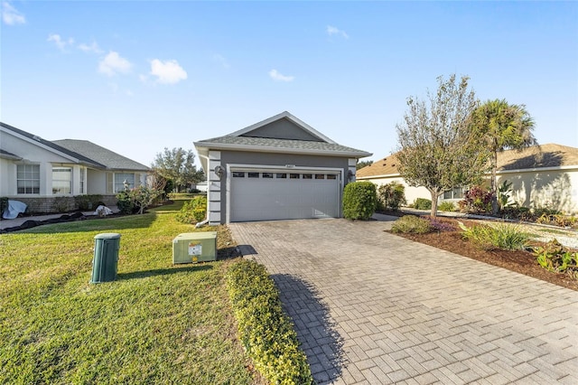 ranch-style home with a front yard