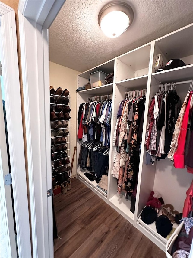 spacious closet featuring hardwood / wood-style flooring