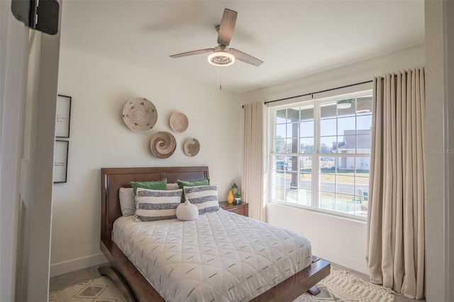 bedroom featuring ceiling fan