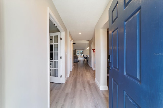 interior space with light hardwood / wood-style flooring