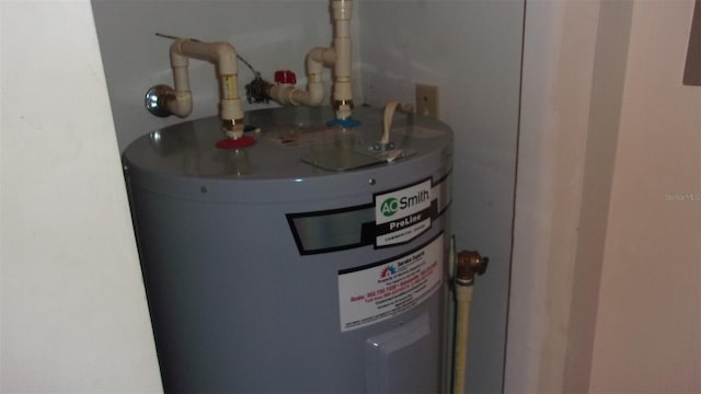 utility room with electric water heater