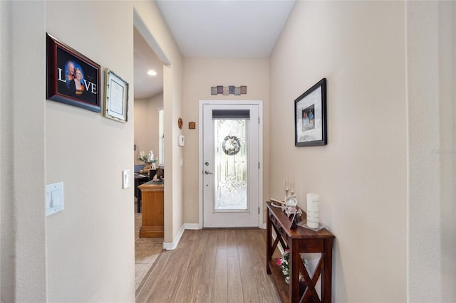 foyer entrance featuring light hardwood / wood-style flooring and plenty of natural light